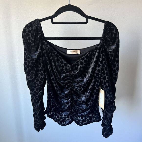 NWT $188 Bailey 44 Jeanona Velvet Burnout Black Top Women’s Small - Picture 4 of 7